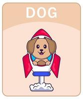 Alphabet flashcard with Cute dog cartoon character. vector