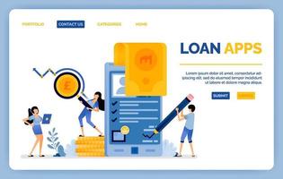 Design of apps to apply for a money loan in order to increase value of portfolio and business capital vector illustration can be used for landing page web website mobile apps poster flyer ui ux