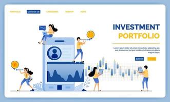 Design of apps in analyzing user investment portfolios performance rate of companies shares purchased vector illustration can be used for landing page web website mobile apps poster flyer ui ux