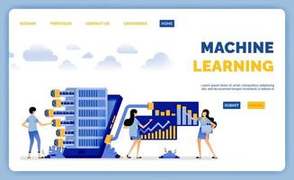 Design of analyze process data generated from machine learning programs connected to mobile apps vector illustration can be used for landing page web website mobile apps poster flyer ui ux