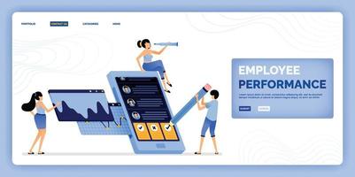 vector illustration of analyze and assess the performance and progress of employees value statistics Design can be used for landing page web website mobile apps poster flyer ui ux