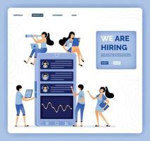 vector illustration of we are hiring and recruiting best fresh graduates to join the team Design can be used for landing page web website mobile apps poster flyer ui ux