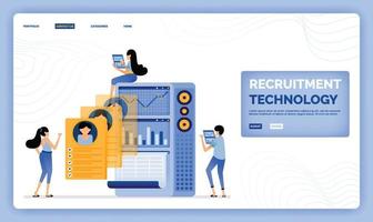 vector illustration of artificial intelligence technology in conducting research and recruiting the best employees Design can be used for landing page web website mobile apps poster flyer ui ux
