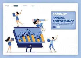vector illustration of company meeting to discuss financial performance and corporate profits on annual basis Design can be used for landing page web website mobile apps poster flyer ui ux