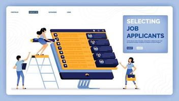 vector illustration of analyze and evaluate resumes from job applicants that match the company values Design can be used for landing page web website mobile apps poster flyer ui ux