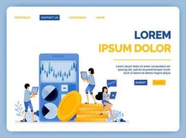 diseño de la aplicación para administrar y analizar el rendimiento financiero y de la inversión automáticamente la ilustración vectorial se puede utilizar para la página de destino sitio web aplicaciones móviles póster folleto ui ux vector