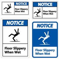 Warning Slippery When Wet Sign on white background vector