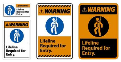 Warning Confined Space Sign Lifeline Required For Entry vector