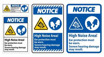 Warning Sign High Noise Area Ear Protection Must Be Worn, Severe Hearing Damage May Result vector