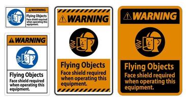 señal de advertencia de objetos voladores, se requiere protección facial al operar este equipo vector