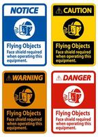 Warning Sign Flying Objects, Face Shield Required When Operating This Equipment vector