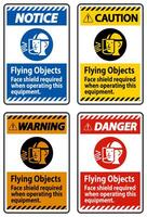 Warning Sign Flying Objects, Face Shield Required When Operating This Equipment vector