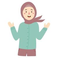 bonita mujer hijab con expresión de sorpresa vector