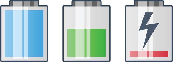Set of different battery power level icon vector