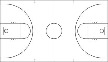 top view of basketball court line vector