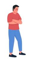 Irritated man semi flat color vector character