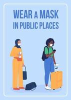 Weak mask in public poster flat vector template