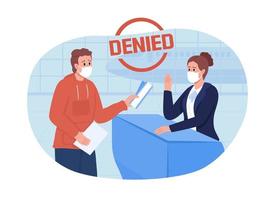 Denied for travel during covid 2D vector isolated illustration