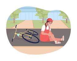 Bicycle accident in childhood 2D vector isolated illustration