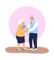 pareja de ancianos en la fecha 2d vector ilustración aislada