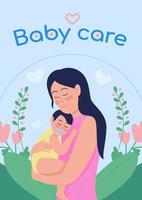 Baby care poster flat vector template