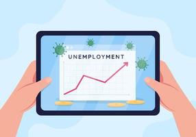 Rising unemployment rate flat color vector illustration
