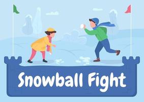 Snowball fight poster flat vector template