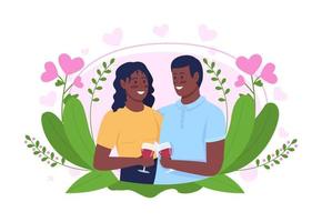 Smiling couple on date 2D vector isolated illustration