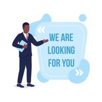 Hiring for job vector quote box with flat character