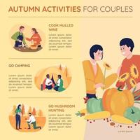 actividades de otoño para parejas plantilla de infografía de vector de color plano