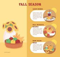 Fall season flat color vector infographic template