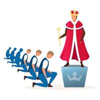 Monarchy political system metaphor flat vector illustration. Form of government, regime. Power of king, queen, emperor cartoon characters. Hereditary reign. Royal family dictatorship