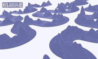 montañas de malla púrpura vista desde arriba vector