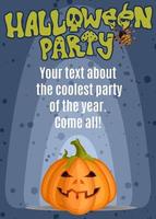 bright poster on a cool Halloween party with pumpkin vector