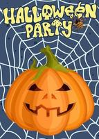 poster advertising for Halloween holiday funny evil pumpkin vector