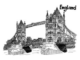sketch english bridge on the river vector work
