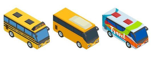 compilation of isometric buses three pieces vector