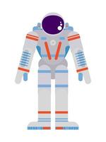 Astronauta pionero en un traje espacial sobre un fondo blanco. vector