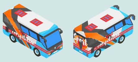 sports isometric bus in two versions complex vector