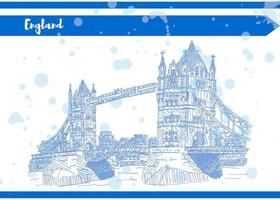 sketch english bridge on the river vector work Blue