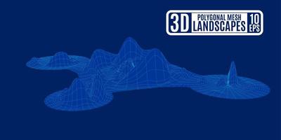 isla azul de montañas poligonales informáticas vector
