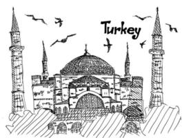 turkey simple sketch of the temple of Sofia in Istanbul vector