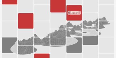 polygon mesh mosaic gray mountains in cubes vector