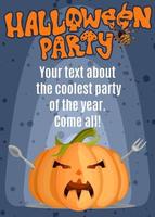 bright poster on a cool party of a halloveen with a pumpkin with vector