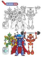 book coloring robots aliens sportsmen super heroes vector