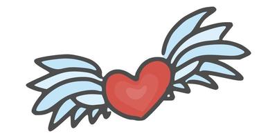 heart with wings simple drawing for holiday vector