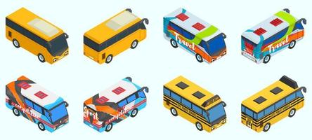 a large selection of buses in different versions vector