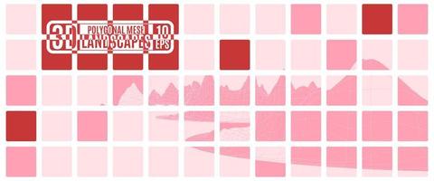 pink polygon mountains grid computer vector