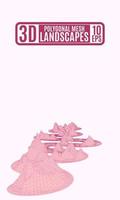 pink polygonal grid snake computer mountains vector