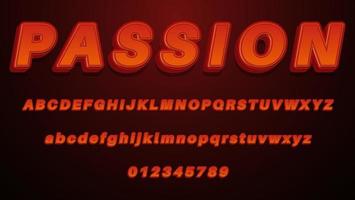 3d Gradient Orange Word Passion Editable Text Effect Design Template vector